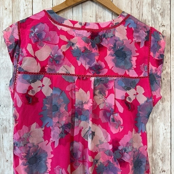 Rebecca Taylor Floral Print Top Size‎ 12 Women - Picture 6 of 11